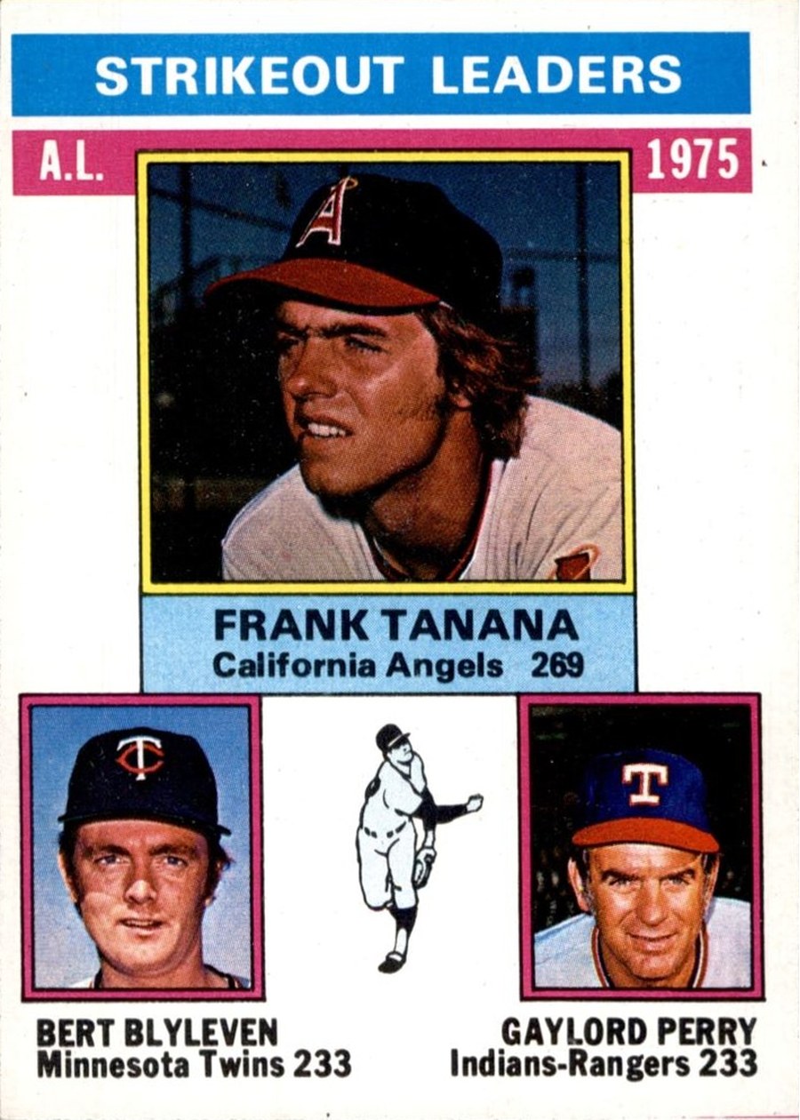 1976 Topps #204 1975 AL Strikeout Leaders, California Angels / Minnesota Twins / Cleveland Indians / Texas Rangers