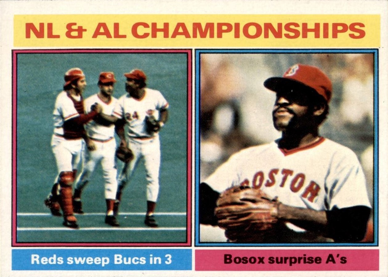 1976 Topps #461 NL & AL Championships, Cincinnati Reds / Pittsburgh Pirates / Boston Red Sox / Oakland Athletics