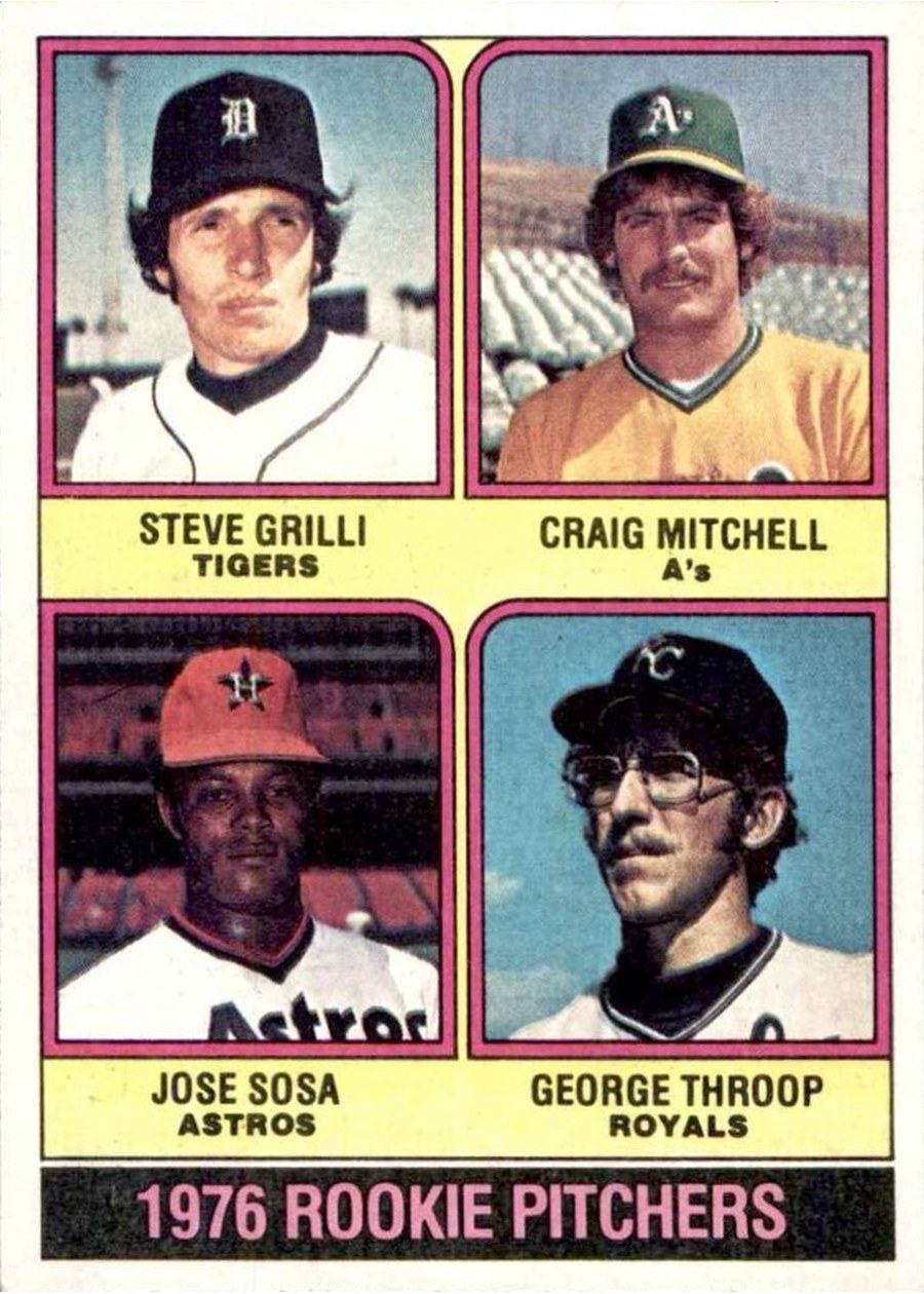 1976 Topps #591 1976 Rookie Pitchers, Detroit Tigers / Oakland Athletics / Houston Astros / Kansas City Royals