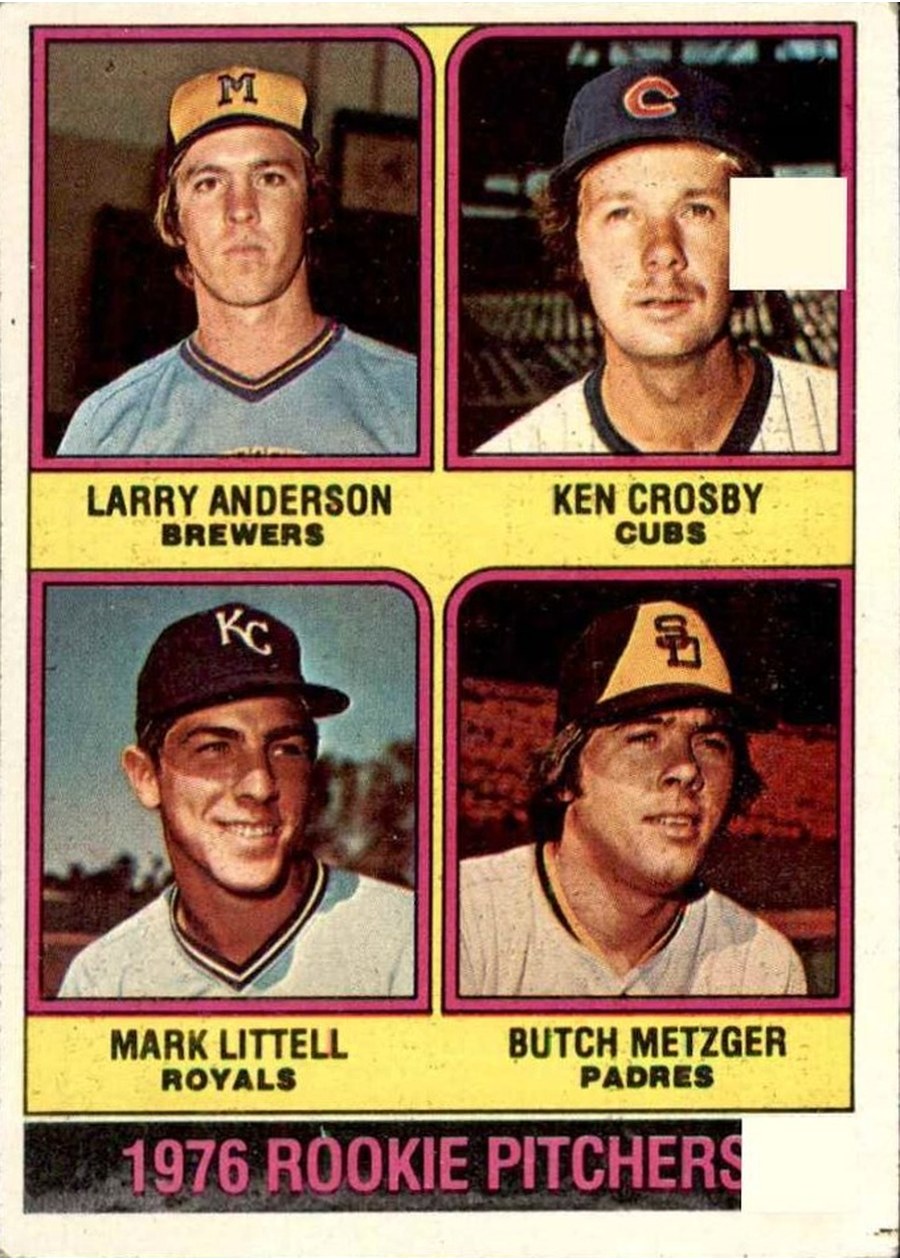 1976 Topps #593 1976 Rookie Pitchers, Milwaukee Brewers / Chicago Cubs / Kansas City Royals / San Diego Padres