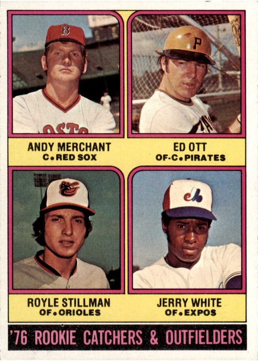 1976 Topps #594 1976 Rookie Catchers & Outfielders, Boston Red Sox / Pittsburgh Pirates / Baltimore Orioles / Montreal Expos