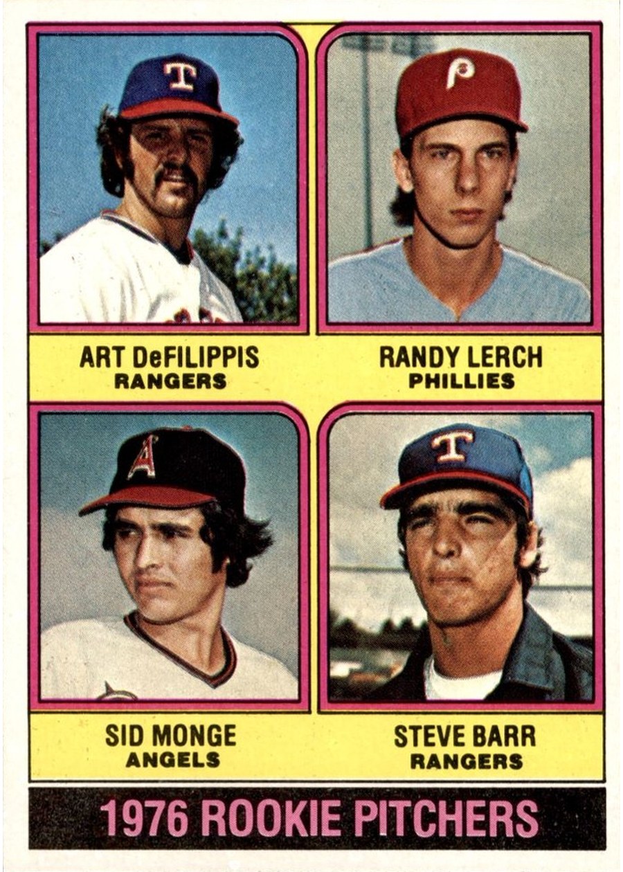 1976 Topps #595 1976 Rookie Pitchers, Texas Rangers / Philadelphia Phillies / California Angels