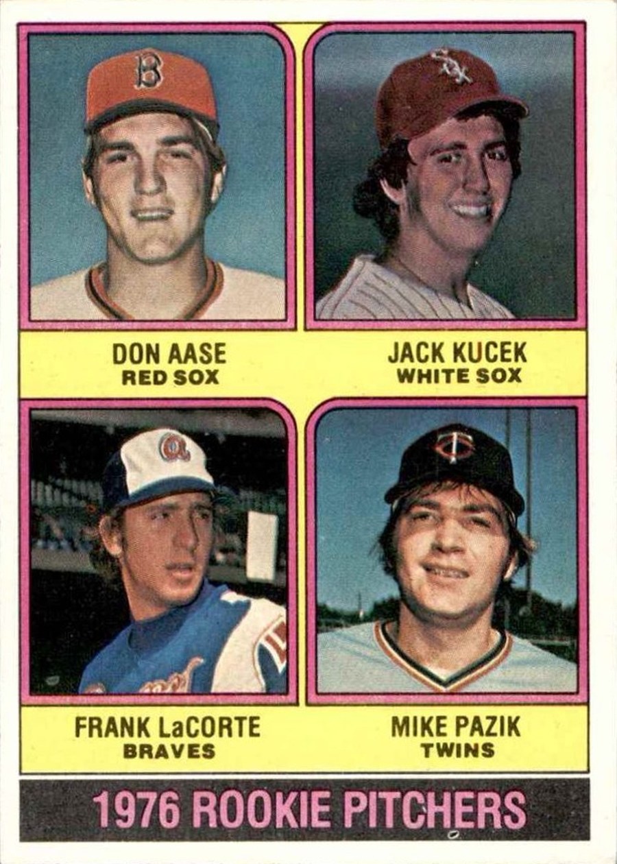 1976 Topps #597 1976 Rookie Pitchers, Boston Red Sox / Chicago White Sox / Atlanta Braves / Minnesota Twins