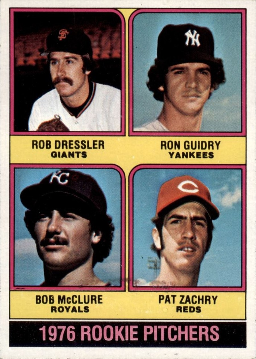 1976 Topps #599 1976 Rookie Pitchers, San Francisco Giants / New York Yankees / Kansas City Royals / Cincinnati Reds