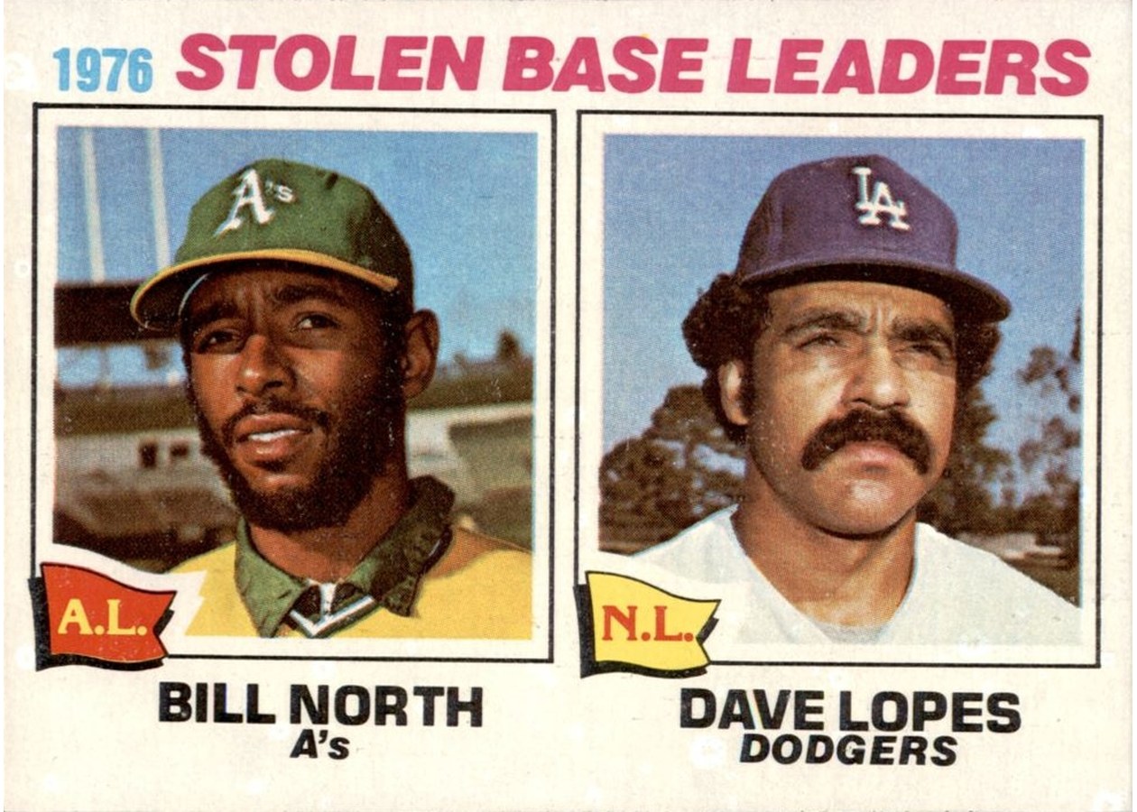 1977 Topps #4 1976 Stolen Base Leaders, Oakland Athletics / Los Angeles Dodgers