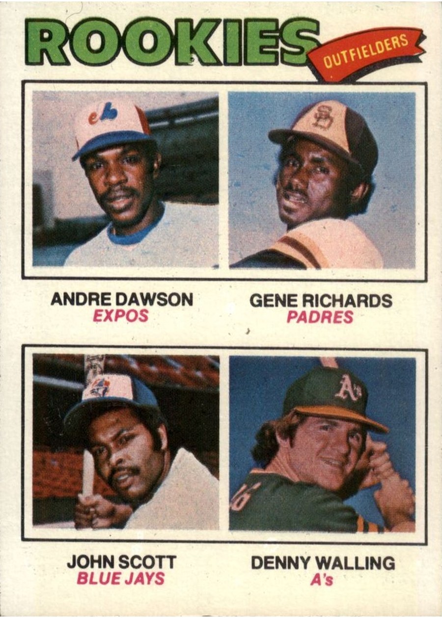 1977 Topps #473 1977 Rookie Outfielders, Montreal Expos / San Diego Padres / Toronto Blue Jays / Oakland Athletics