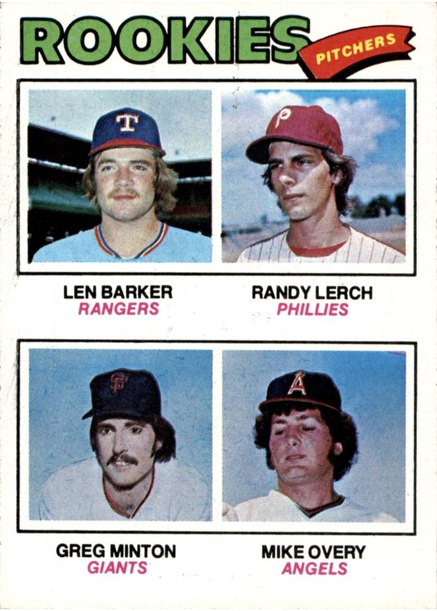 1977 Topps #489 1977 Rookie Pitchers, Texas Rangers / Philadelphia Phillies / San Francisco Giants / California Angels