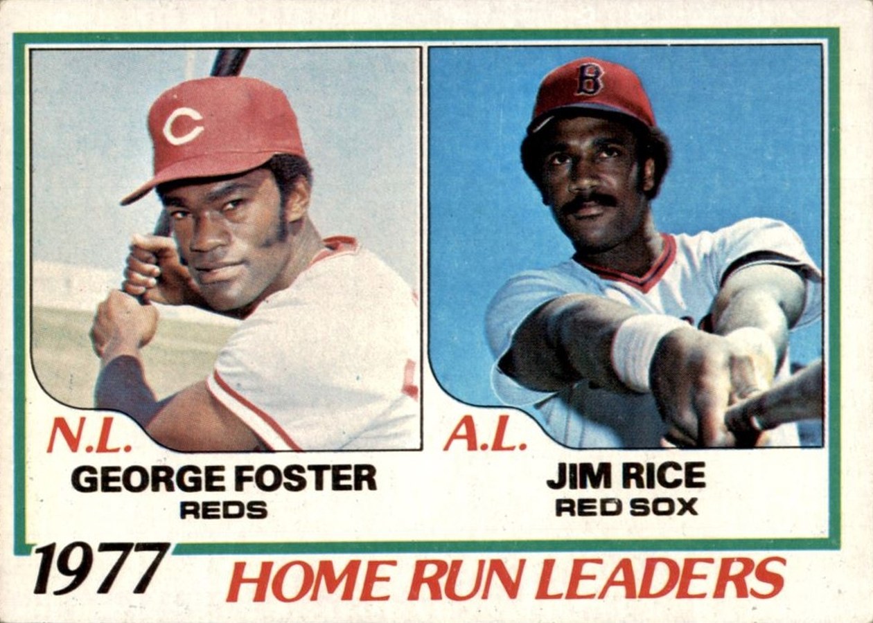1978 Topps #202 1977 Home Run Leaders, Cincinnati Reds / Boston Red Sox