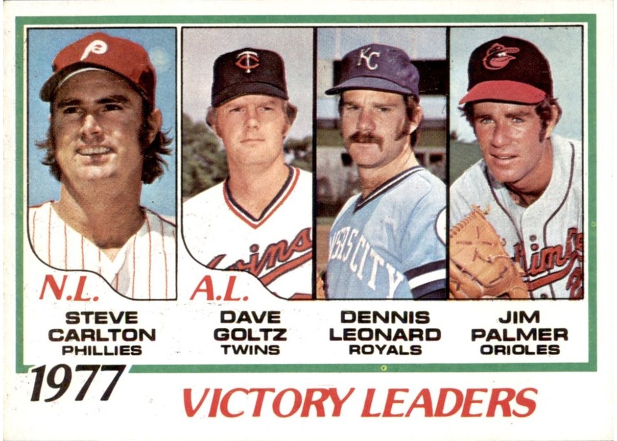 1978 Topps #205 1977 Victory Leaders, Philadelphia Phillies / Minnesota Twins / Kansas City Royals / Baltimore Orioles