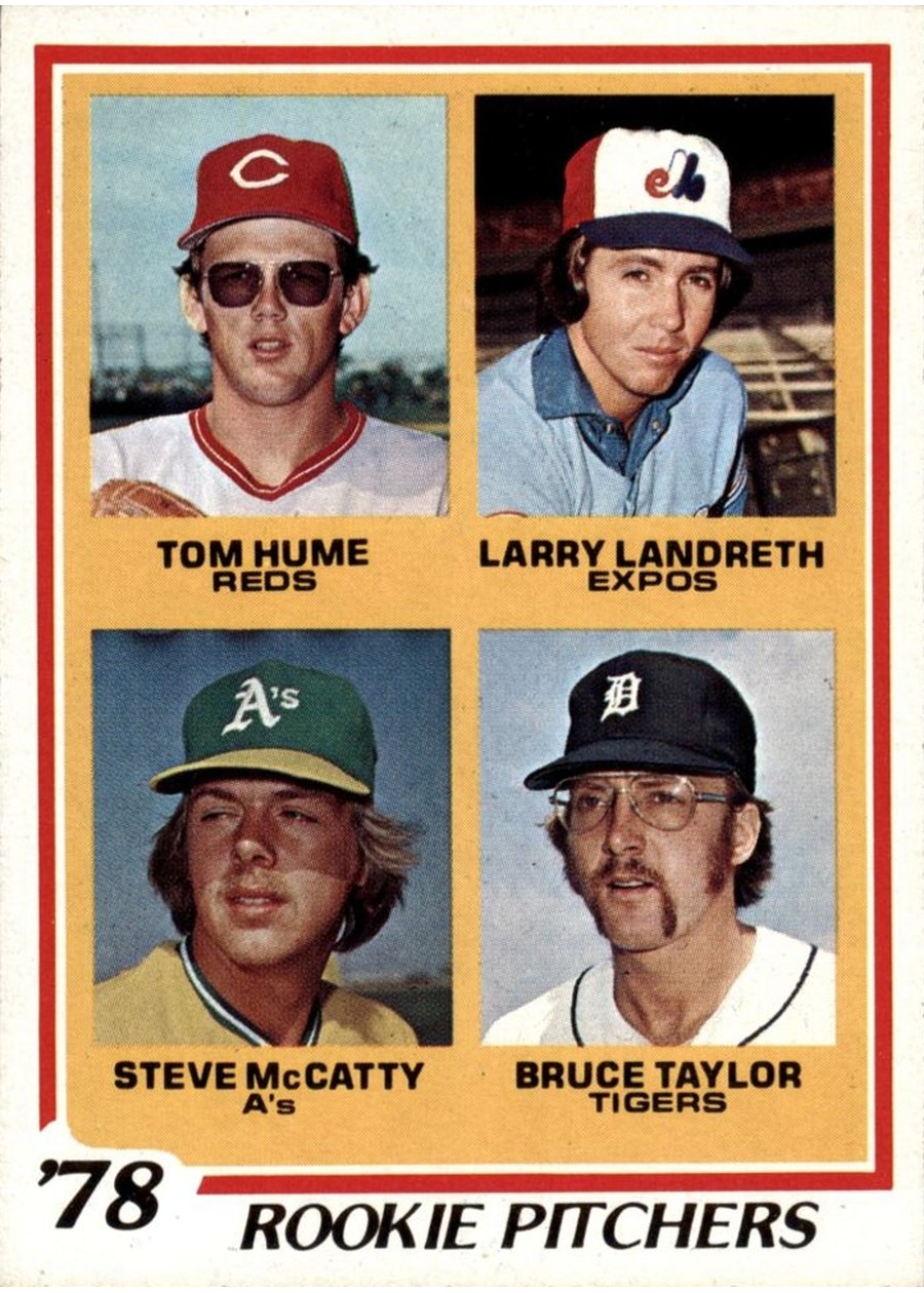 1978 Topps #701 1978 Rookie Pitchers, Cincinnati Reds / Montreal Expos / Oakland Athletics / Detroit Tigers