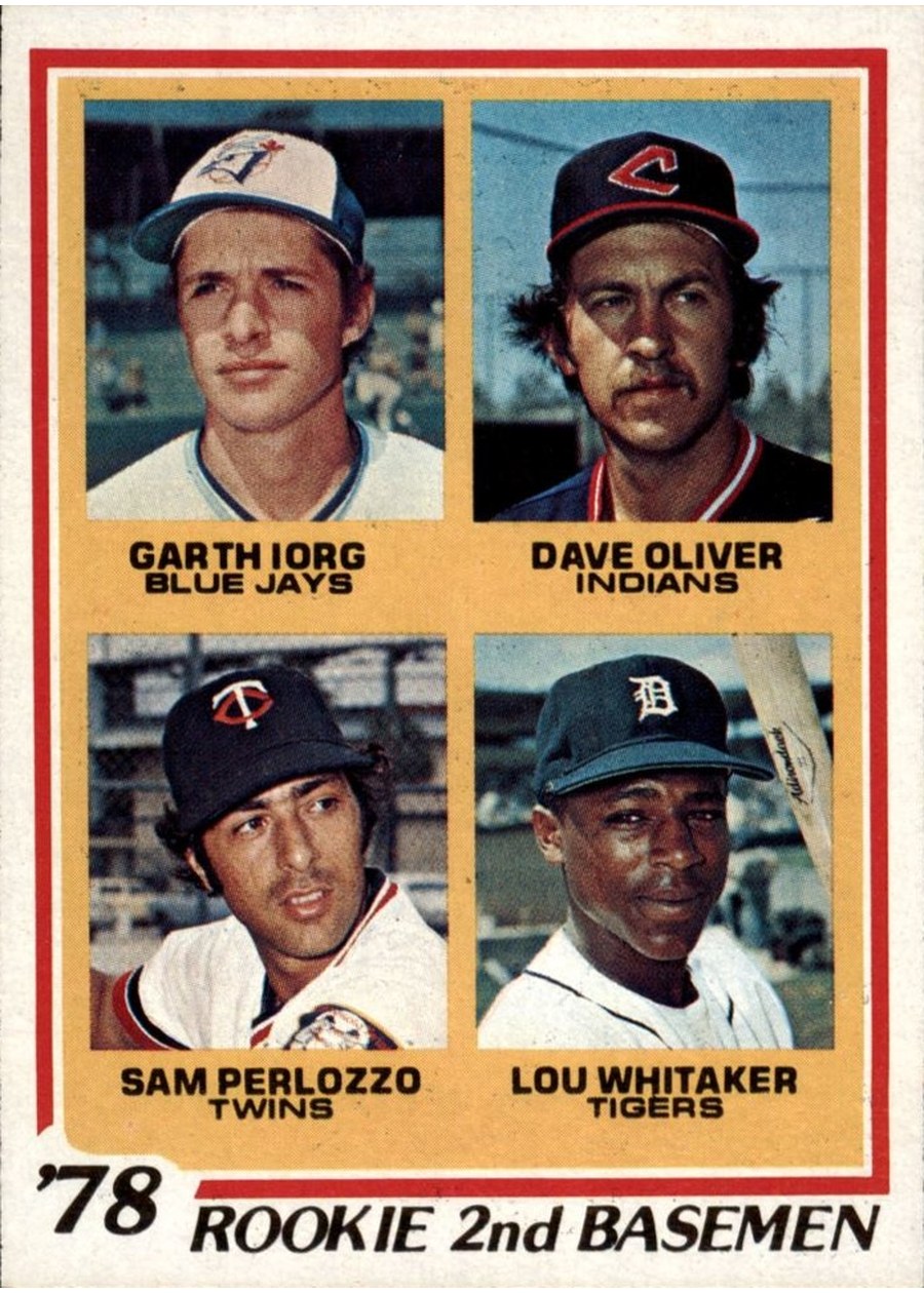 1978 Topps #704 1978 Rookie Second Basemen, Toronto Blue Jays / Cleveland Indians / Minnesota Twins / Detroit Tigers