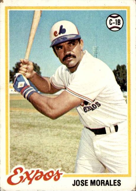 1978 Topps #374 Jose Morales - 374a - Black Stitches Over Red Laces