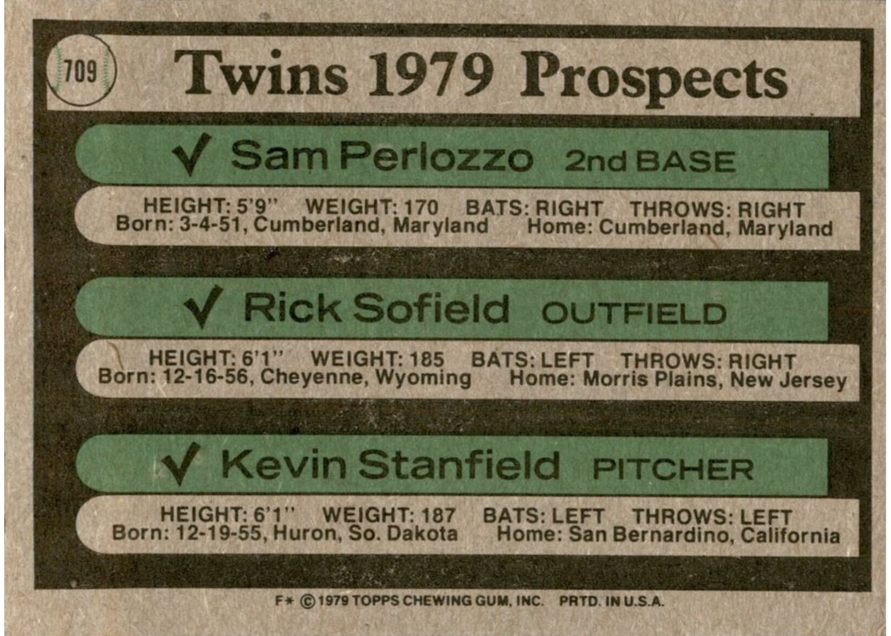 1979 Topps #709 Twins 1979 Prospects card back