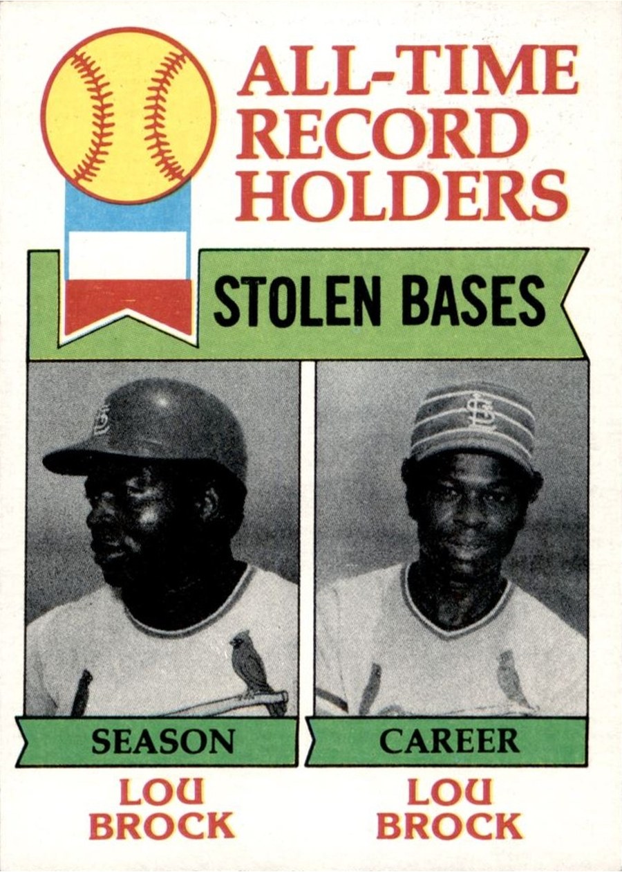 1979 Topps #415 All-Time Record Holders: Stolen Bases (Lou Brock), St. Louis Cardinals