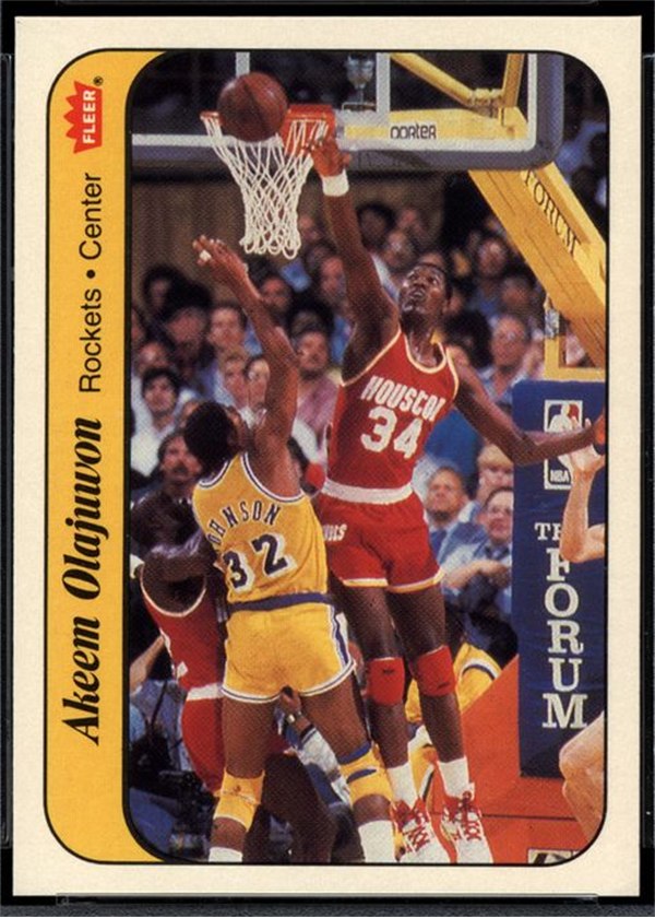 1986-87 Fleer Sticker #9 Akeem Olajuwon, Houston Rockets