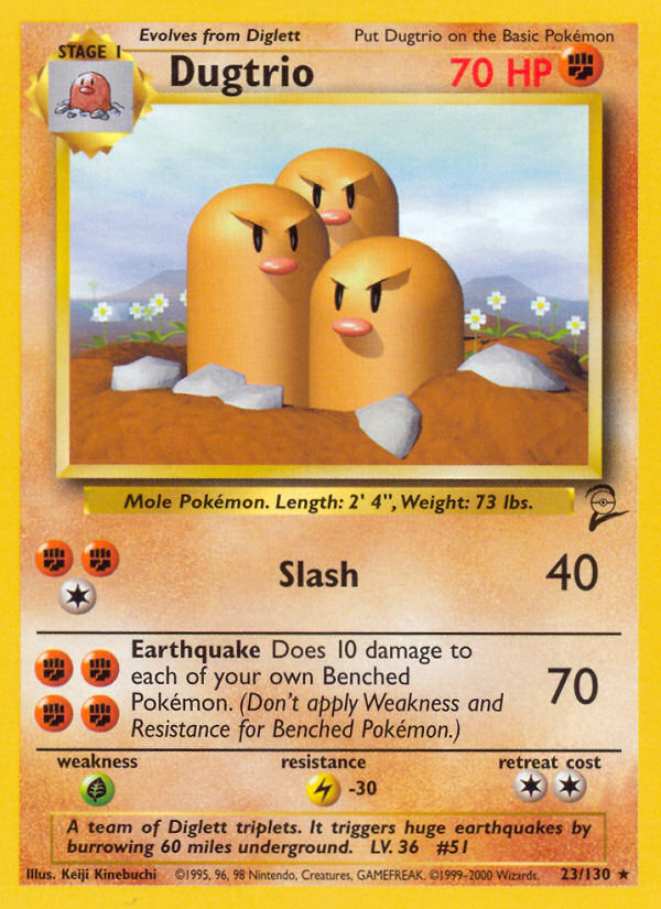 Dugtrio Base Set 2 front - Unlimited