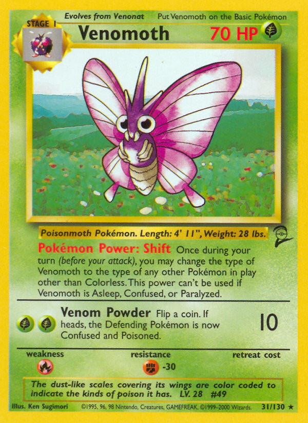 Venomoth Base Set 2 front - Unlimited
