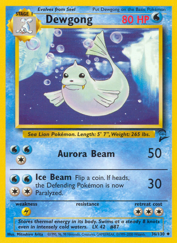 Dewgong Base Set 2 front - Unlimited