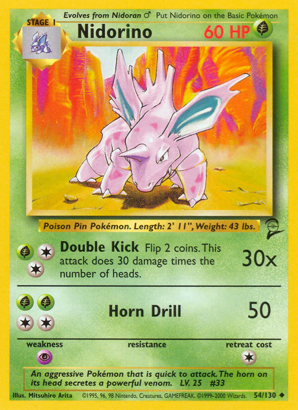 Nidorino Base Set 2 front - Unlimited