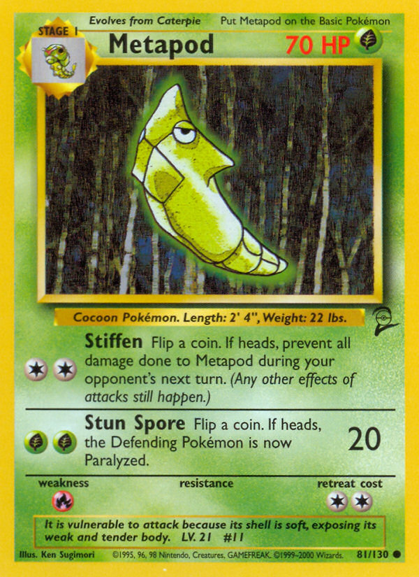 Metapod Base Set 2 front - Unlimited