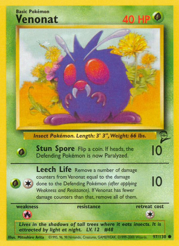 Venonat Base Set 2 front - Unlimited