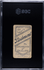 1909 T206 Glenn Liebhardt Piedmont 150 Factory No. 25 Cleveland SGC 1 back of card