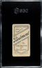 1910 T206 Ted Easterly Piedmont 350 Factory No. 25 Cleveland SGC 2.5 back of card