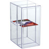 Ultra Pro 2-Compartment Clear Plastic Box open two-compartment box with cards, detail view