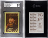2001 Panini Harry Potter Harry Potter #193 Sticker, Gold Foil SGC 8 front and back of card