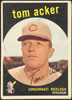 1959 Topps Tom Acker #201 White Back Cincinnati Redlegs Low Grade - Creases R100083 front of card