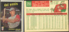 1959 Topps Del Ennis #255 White Back Cincinnati Redlegs EX R100152 front and back of card