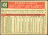 1959 Topps Granny Hamner #436 Philadelphia Phillies EX R100183 back of card