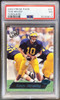 Front of 2000 Press Pass Tom Brady #37 Torquers Blue Foil RC PSA 7