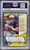 Back of 2000 Press Pass Tom Brady #37 Torquers Blue Foil RC PSA 4