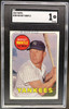 Front of 1969 Topps Mickey Mantle #500 Yellow Letters HOF SGC 1