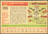 1955 Topps Johnny Sain #193 New York Yankees High Number Fair — Example A back of card