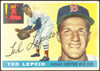 1955 Topps Ted Lepcio #128 Boston Red Sox Low Grade - Creases front of card