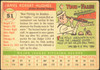 1955 Topps Jim Hughes #51 Brooklyn Dodgers Low Grade - Creases back of card
