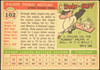 1955 Topps Wally Westlake #102 Cleveland Indians Fair back of card