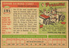 1955 Topps Eddie Stanky #191 St. Louis Cardinals High Number Fair — Example A back of card