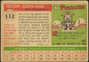 1955 Topps Bob Milliken #111 Brooklyn Dodgers Fair Example A back of card