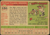 1955 Topps Pinky Higgins #150 Boston Red Sox Fair Example A back of card