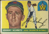 1955 Topps Johnny Schmitz #159 Washington Senators Low Grade - Creases — Example A front of card