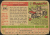 1955 Topps Eddie Stanky #191 St. Louis Cardinals High Number Low Grade - Creases Example A back of card