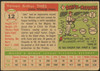 1955 Topps Jake Thies #12 Pittsburgh Pirates RC Fair Example A back of card