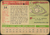 1955 Topps Jim Finigan #14 Kansas City Athletics RC Low Grade - Creases Example A back of card