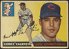 1955 Topps Corky Valentine #44 Cincinnati Redlegs Low Grade - Creases Example A front of card