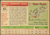 1955 Topps Spook Jacobs #61 Kansas City Athletics Fair — Example B back of card