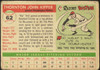1955 Topps Thornton Kipper #62 Philadelphia Phillies Fair — Example B back of card