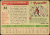 1955 Topps Chuck Harmon #82 Cincinnati Redlegs Fair — Example A back of card
